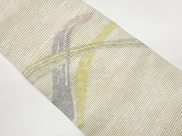 JAPANESE KIMONO / ROUGH CURVED PATTERN WEAVING NAGOYA OBI